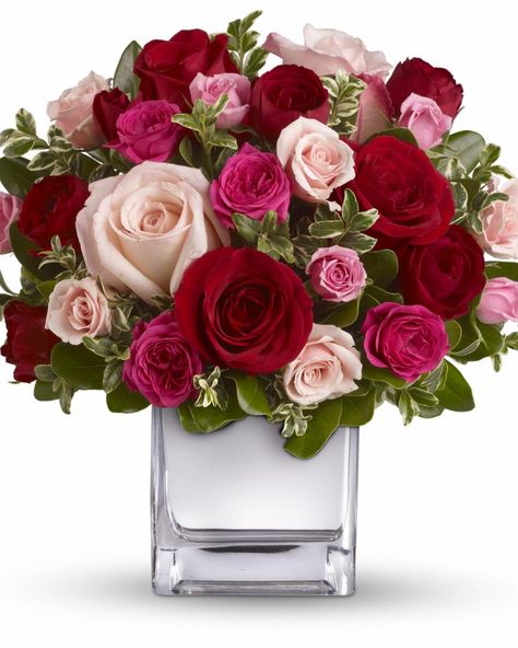 Check out these inspiring flower arrangements and color combinations using the perennially popular rose. Bunch Of Red Roses, Rose Delivery, Simple Wedding Flowers, Gubahan Bunga, Red And Pink Roses, Anniversary Flowers, Rose Arrangements, Valentines Flowers, Same Day Flower Delivery