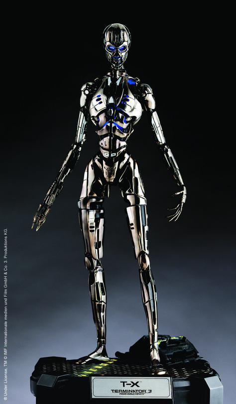 The Cyber Research Systems Model T-X[1], or T-X Terminatrix[2][3], is an advanced model of Terminator succeeding the T-950 and produced by Skynet in an alternated timeline created from the first attempted assassination of John Connor. One unit was dispatched by Skynet into the past in order to terminate John Connor and his lieutenants while ensuring no one in the CRS could shut down Skynet during its activation. Terminator Endoskeleton, Arcee Transformers, Terminator Movies, Terminator Genisys, Android Robot, Cyborgs Art, Cool Robots, Arte Robot, Robot Design