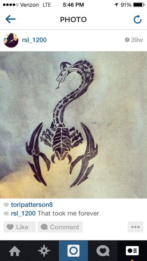 Snake scorpion tattoo I drew up.    Inspired by Luke 10:19    Look, I have given you authority over all the power of the enemy, and you can walk among snakes and scorpions and crush them. Nothing will injure you. (Luke 10:19) Scorpion And Snake Tattoo Design, Scorpio And Snake Tattoo, Snake Scorpion Tattoo, Scorpio Snake Tattoo, Luke 10:19 Tattoo, Snake And Scorpion Tattoo, Scorpion Tattoo Design, Snake Tattoo Design, Scorpion Tattoo