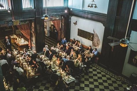 15 Relaxed Restaurant Weddings That Will Make You Want to Have One (Plus Some Great Advice for When You Do) Wedding Ceremony Restaurant, Small Bar Wedding, Chic Restaurant Wedding, Steakhouse Wedding Reception, Wedding Restaurant Reception, Cafe Wedding Reception, Wedding In Restaurant Ideas, Wedding At A Restaurant, Brooklyn Restaurant Wedding