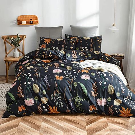 Floral Print Bedding, Black Comforter, Black Duvet, Butterfly 3d, Black Duvet Cover, Printed Bedding, Floral Duvet Cover, Floral Duvet, Duvet Cover Pattern