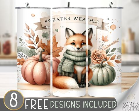 Fox Tumbler, Boho Tumbler, Cool Wraps, Small Font, Tumbler Template, Cozy Season, Free Tumbler, Fox Design, Fresh Design