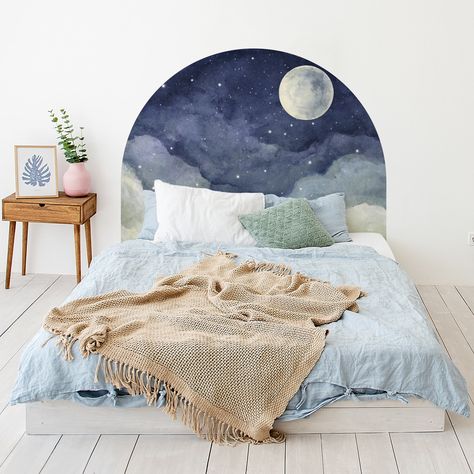 Watercolor Moon Arch Wall Decal, Headboard Wall Decals, Boho Wall Decal, Night Sky Decal,boho Moon Decal, Boho Wallpaper, Boho Arch Backdrop - Etsy.de Boho Arch Backdrop, Headboard Painting, Mountain Arch, Wall Arches, Moon Arch, Arch Wall Decal, Headboard Wall Decal, Painted Headboard, Headboard Decal