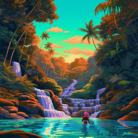 Jamaican Waterfalls. Jamaican Paintings, Under Water Painting, Under Water, Water Painting, Jamaica, The Heat, Heat, Water, Quick Saves