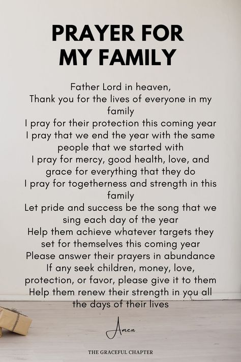 Prayer for Family Praying For The Family, Christmas Blessings For Family, Happy New Year Prayer For Family, Family Prayers For Healing, Prayers To Pray For My Family, Prayers For Prayer Board, Prayers For Our Family, New Year Prayer For Family, The Graceful Chapter Prayers