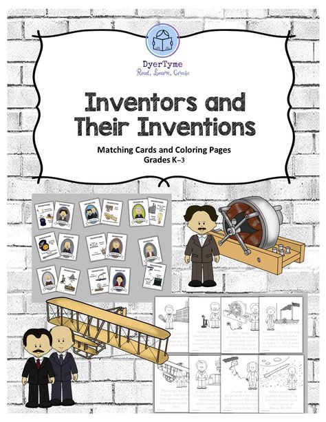 Matching game and coloring activities all about some of our famous inventors and their inventions! Grades K-3 Invention Project, Inventors Activities, Inventors And Their Inventions, Famous Inventors, Coloring Activities, Great Inventions, Cub Scout, Student Goals, Diy Classroom