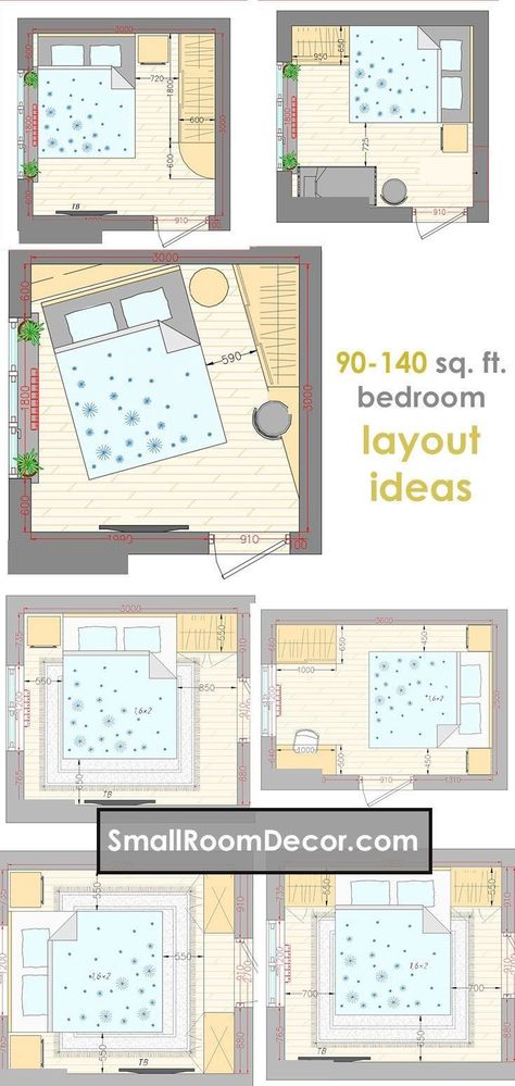 Small Square Bedroom Layout, Extreme Small Bedroom, Small Bedroom Layout Ideas, Small Room Layouts, Bedroom Layout Ideas, Arranging Bedroom Furniture, Bedroom Plan, Small Bedroom Layout, Bedroom Furniture Layout