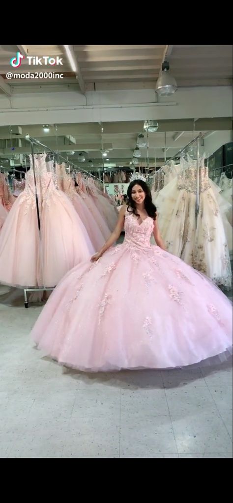 Quince Light Pink Theme, Light Pink Dress Quinceanera, Baby Pink Quince Dresses, Light Pink 15 Dresses, Baby Pink Sweet 16 Dress, Quincera Dress Light Pink, Quince Surprise Dance Outfits Pink, Pink Princess Quinceanera Dress For Prom Season, Baby Pink Quince Dress