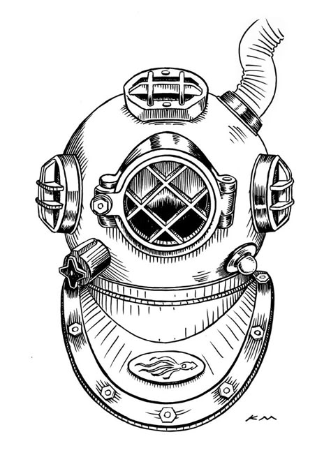 Deep Sea Diving Helmet Tattoo, Scuba Tattoo, Diver Helmet, Hai Tattoo, Divers Helmet, Helmet Drawing, Helmet Tattoo, Astronaut Helmet, Diving Helmet