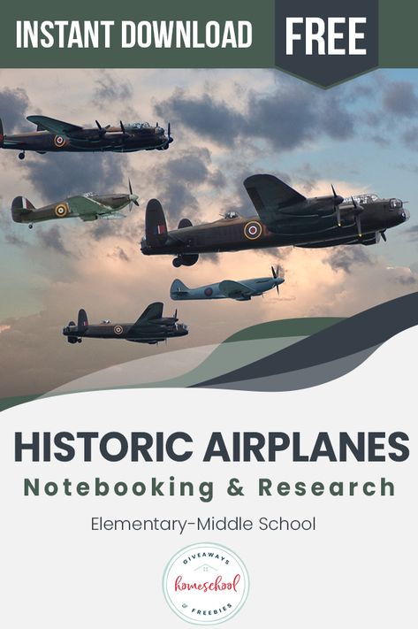 Mankind has always been fascinated with flying, but it's only been a little over 100 years since airplanes finally lifted us off the ground. Since then, they've been part of exploration, warfare, transportation, and more. Help students learn about 24 famous planes with this FREE Famous Airplanes Notebooking Research Journal. #notebooking #hsgiveaways United States Geography, Research Journal, Aviation Education, Wright Flyer, Enola Gay, Teaching Freebies, Writing Printables, School Giveaways, Christian Homeschool