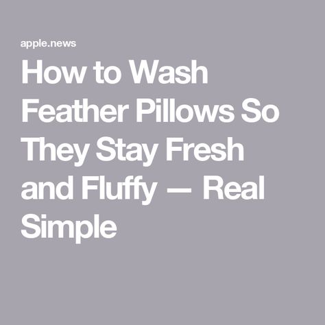 How to Wash Feather Pillows So They Stay Fresh and Fluffy — Real Simple How To Wash A Feather Pillow, How To Wash Feather Pillows In Washer, Wash Feather Pillows, Feather Pillow, Yellow Feathers, Faux Fur Pillow, Fur Pillow, Cleaning Gadgets, Feather Pillows