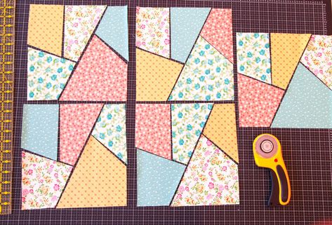 Crazy Quilt with Lori Holt! – Riley Blake Designs Crazy Eight Quilt Pattern, Crazy Quilt Placemats, Crazy Quilt Patterns Free, Crazy Quilt Tutorials How To Make, Stack And Slash Quilt Pattern, Lori Holt Free Patterns, Crazy Quilts For Beginners, Crazy Patchwork Ideas, Crazy Quilting Ideas