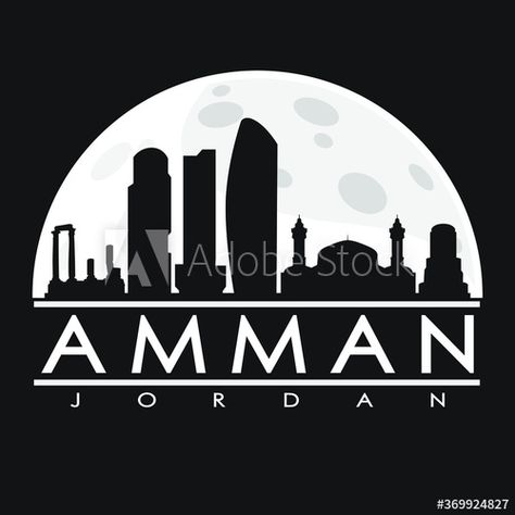 Amman Jordan Skyline City Flat Silhouette Design Background Moon. #AD , #Skyline, #City, #Amman, #Jordan, #Flat Jordan Skyline, Downtown Illustration, Background Moon, Simple Flyer, Amman Jordan, Amman, Design Background, Silhouette Design, Flyer Design