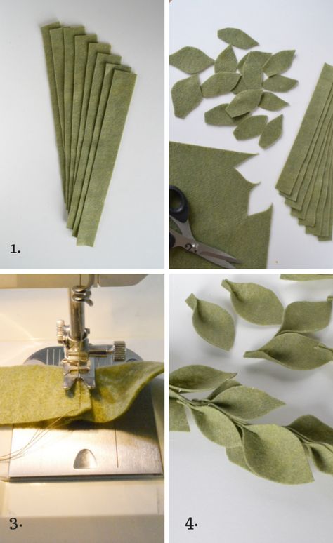 four-steps-diy-leaf-garland Felt Leaf Garland, Diy Leaf Garland, Diy Garlands, Felt Leaf, Diy Girlande, Fall Leaf Garland, Felt Flowers Diy, Diy Leaves, Wreath Garland