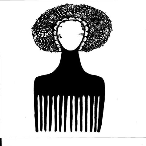 Curly Hair Tattoo Design, Comb Drawing, Emotional Doodles, Hair Tattoo Designs, Teeth Gems, Afro Comb, Afro Pick, Tooth Gem, Hair Tattoos