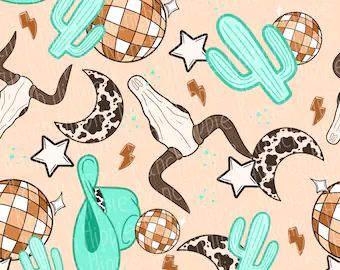 HippieRanchDesigns - Etsy UK Girly Boho Wallpaper Iphone, Digital Seamless Pattern, Western Boho Background, Preppy Western Wallpaper, Disco Cowgirl Background, Preppy Wallpapers For Laptop, Boho Seamless Pattern, Western Prints Pattern, Phone Backgrounds Country