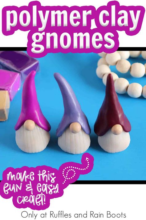 How To Make A Polymer Clay Gnome, Mini Clay Gnomes Diy, Miniature Air Dry Clay Projects, Cute Sculpy Clay Ideas, Sculpey Clay Ideas Gnomes, Polymer Clay Instructions, Polymer Clay Gnome Tutorial, Polymer Clay Creations Christmas, Diy Clay Tools How To Make