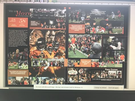 Football page yearbook Sport Yearbook Page Ideas, Sports Yearbook Pages, Yearbook Inspo Pages, Yearbook Basketball Spreads, Football Yearbook Pages, Yearbook Sports Pages, Yearbook Pages Ideas Creative, Yearbook Design Layout Templates, Yearbook Collage