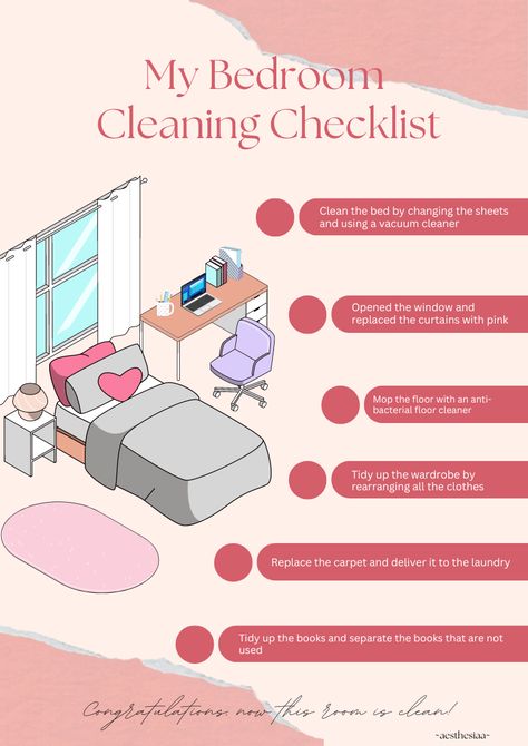 Bedroom Cleaning List, Happy Birthday Photo Collage, Ultimate Cleaning Checklist, Bedroom Cleaning Checklist, Aesthetics Template, Bedroom Checklist, Background For Ipad, Aesthetics Background, Bedroom Cleaning