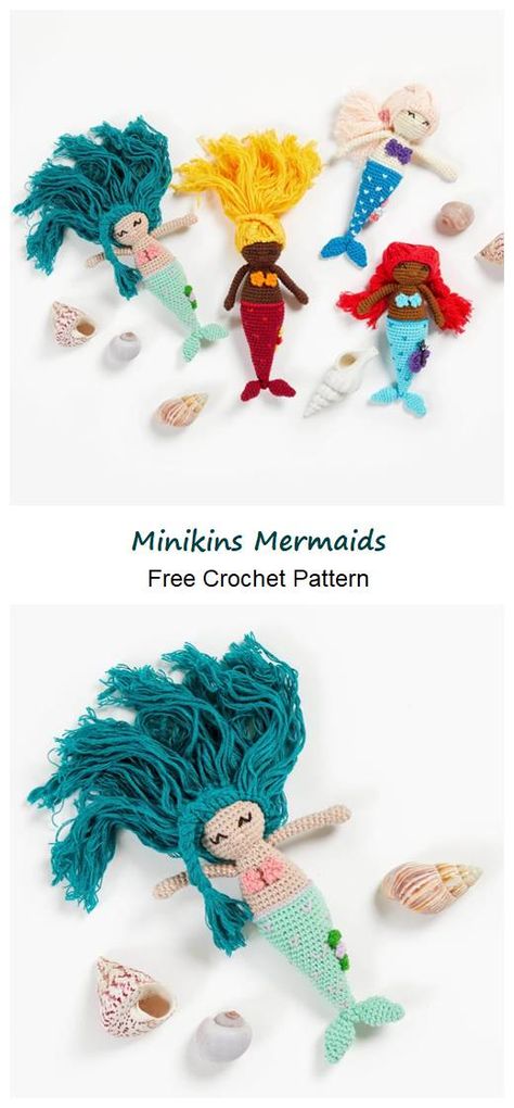 You can download Minikins Mermaids Free Crochet Pattern for free #crochet Crochet Mermaid Pattern, Mermaid Crochet Pattern Free, Mermaid Tail Pattern, Mermaid Crochet Pattern, Mermaid Crochet, Crochet Mermaid, Mermaid Pattern, Mermaid Tail, Pattern Free