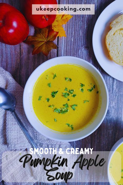 Warm up with a comforting bowl of Pumpkin Apple Soup! This fall-inspired soup blends pumpkin and apple with a touch of curry powder and rich heavy cream, creating a perfectly smooth and creamy texture with just the right hint of spice. It’s a cozy, satisfying dish that’s perfect for autumn dinners, holiday gatherings, or anytime you need a little warmth in a bowl. Each spoonful brings a subtle blend of sweet and savory, making it a favorite for crisp, cool days! Autumn Dinners, Pumpkin Apple Soup, Soft Foods Diet, Stews Recipes, Creamed Leeks, Apple Soup, Crisp Apple, Soft Foods, Easy One Pot Meals