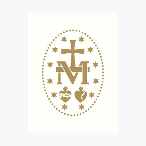 Get my art printed on awesome products. Support me at Redbubble #RBandME: https://www.redbubble.com/i/art-print/Miraculous-Medal-Virgin-Mary-by-Beltschazar/44132544.1G4ZT?asc=u Virgin Mary Symbol, Marian Symbols Virgin Mary, Miraculous Medal Tattoo, Religion Tattoos, Mary Art, Catholic Wallpaper, Virgin Mary Art, Catholic Crafts, Catholic Images