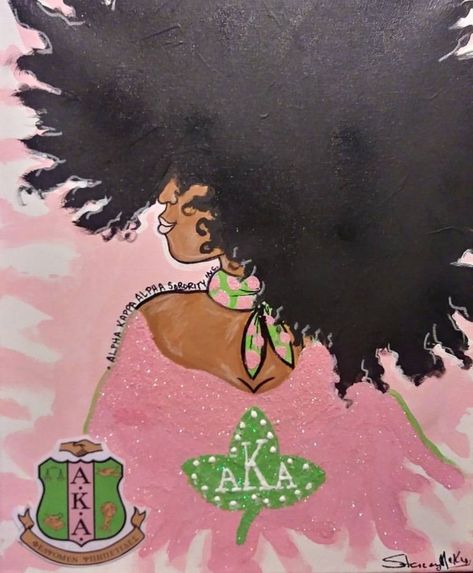 Love ❤️ Alpha Kappa Alpha Paraphernalia, Alpha Kappa Alpha Sorority Paraphernalia, Sigma Lambda Gamma, Sorority Art, Alpha Art, Alpha Girl, Skee Wee, Natural Hair Art, Aka Sorority