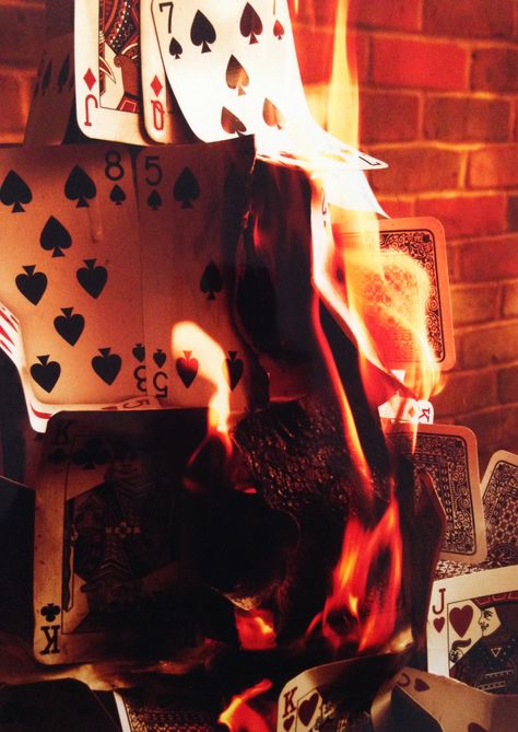 Burning Card Aesthetic, Card Aesthetic Dark, Cards Aesthetic Playing, Burning House Aesthetic, House Of Cards Aesthetic, Aesthetic Playing Cards, Playing Card Aesthetic, Playing Cards Aesthetic, Cards Aesthetic