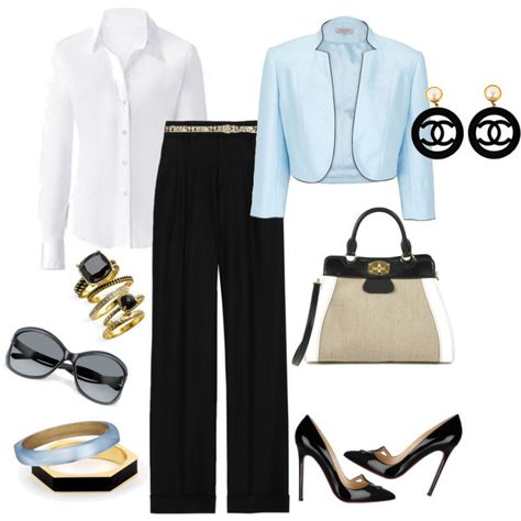 work outfit Light Blue Outfit, Baby Blue Outfit, Class Woman, Pants Light Blue, Pretty Clothing, Light Blue Jacket, Lawyer Outfit, Stylish Eve, Alpha Chi