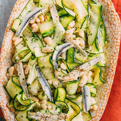 Carbs Meals, Zucchini Ribbon Salad, Ribbon Salad, Anchovy Recipes, Nordic Diet, Mediterranean Salad Recipe, Nordic Food, Squash Varieties, Mediterranean Meals