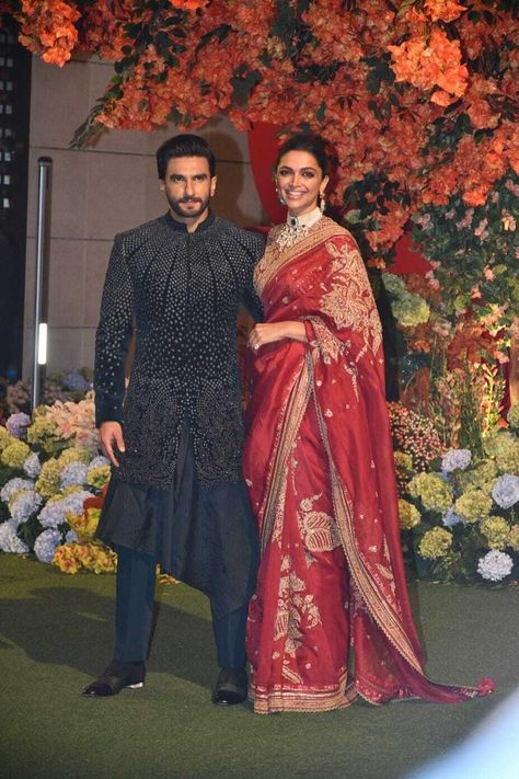 Deepika Padukone and Ranveer Singh at Anant Ambani - Radhika Merchant's engagement party Deepika Padukone And Ranveer Singh, Deepika Ranveer, Anant Ambani, Bridal Lehenga Red, Ranveer Singh, Red Saree, Deepika Padukone, Bridal Lehenga, Wedding Looks