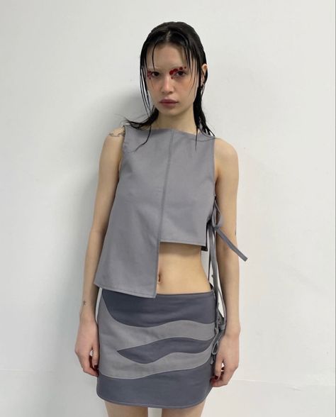 freyamckee on ig Freya Mckee, Clothes Moodboard, Solar Punk, Server Apron, Mini Skirt Summer, Tie Tank Top, Fashion Courses, Monochromatic Outfit, Clothing Diy