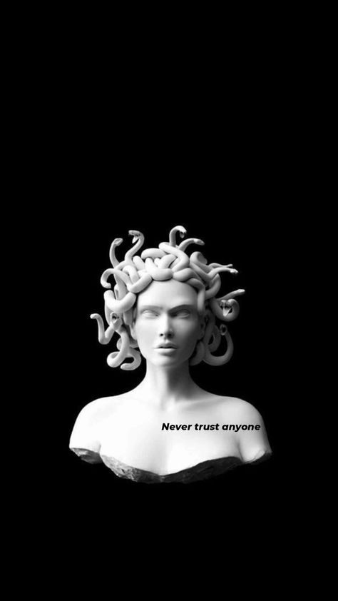 Don't Trust Anyone Wallpaper Black, Black Medusa Wallpaper, Medusa Astethic, Medusa Lockscreen, Medusa Aesthetic Wallpaper, Medusa Wallpaper, Moon And Sun Painting, Medusa Pictures, Simpsons Quotes