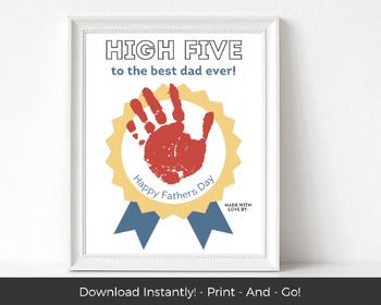 Celebrate Father's Day and show your love with our adorable Father's Day handprint craft for kids! This digital download includes a printable template on an 8.5x11 sheet of paper, which can be easily formatted to fit an 8x10 frame for a perfect gift. This craft is a quick and easy way for kids to cr... Fathers Day Card From Baby, Kids Handprint Art, Fathers Day Craft, Grandpa Card, Baby Art Projects, Handprint Craft, Handprint Crafts, Creative Activities For Kids, Handprint Art