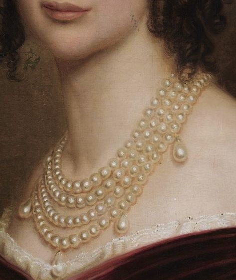 Pearls Illustration, Necklace Painting, Maria Necklace, Corpus Museum, Portrait Reference, Oil Art, Anna Karenina, Pearl And Diamond Necklace, Diamond Necklaces