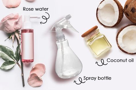 coconut oil rose water miracle diy hair mist Diy Hair Mist, Smooth And Shiny Hair, Coconut Oil Spray, Moisturize Dry Hair, Boost Hair Growth, Benefits Of Coconut Oil, Hair Mist, Coconut Oil Hair, Oil Hair