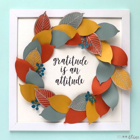 Gratitude is an Attitude Wreath – Studio Xtine Paper Wreath, Favorite Holiday, Gratitude, Blog Posts, Wreath, My Favorite, Thanksgiving, Halloween