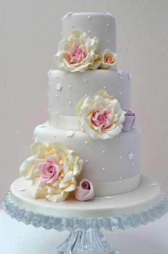 3 tier wedding cake | Love this design, inspired by Cotton a… | Flickr Nettle Cake, Cotton And Crumbs, 3 Tier Wedding Cake, Cake Decoration Ideas, Wedding Cake Design, Tiered Cake Design, 3 Tier Wedding Cakes, Wedding Cake Roses, Fondant Cupcake Toppers