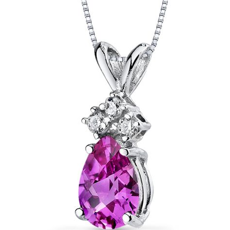 14 kt White Gold Pear Shape 1.00 ct Pink Sapphire Pendant P9058 Blue Sapphire Diamond Pendant, Sapphire Diamond Pendant, White Gold Pendant Necklace, Topaz Jewelry, Blue Sapphire Diamond, Amethyst Pendant, Green Amethyst, Diamond Pendant Necklace, Pear Shape