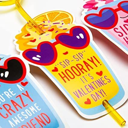 Straw Valentines For Kids, Valentines Day Favors, Silly Straws, Class Valentines Gifts, Classroom Party Favors, Valentines Day Cards For Kids, Valentines Day Gifts For Kids, Straw Valentine, School Valentine Cards