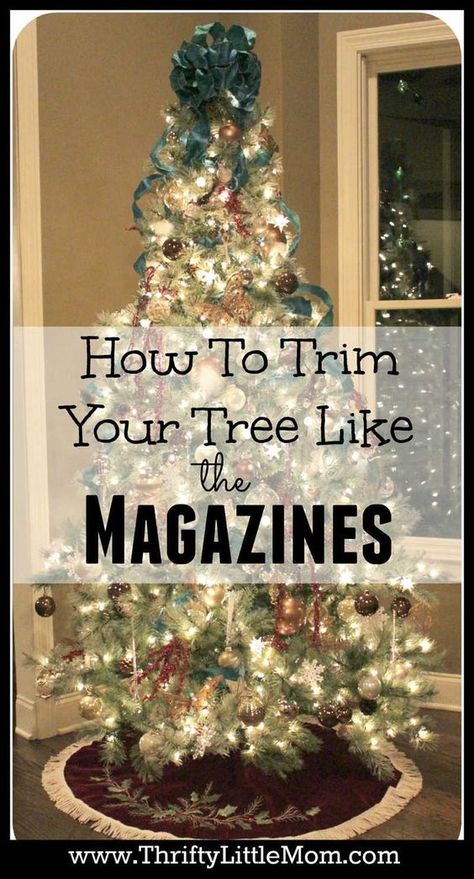 How To Trim Your Tree Like the Magazines. Simple Step by Step instructions to transform your Christmas tree from simply decorated to amazing just like the magazines. Simple Christmas Tree Decorations, Ribbon On Christmas Tree, 12 December, Simple Christmas Tree, Beautiful Christmas Trees, Noel Christmas, Christmas Tree Lighting, Christmas Deco, Christmas Joy