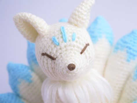 Kitsune Crochet Pattern Free, Kitsune Crochet, Making Stuff, Crochet Design, Blue Embroidery, Crochet Basics, Crochet Patterns Amigurumi, Crocheted Item, Crochet Designs