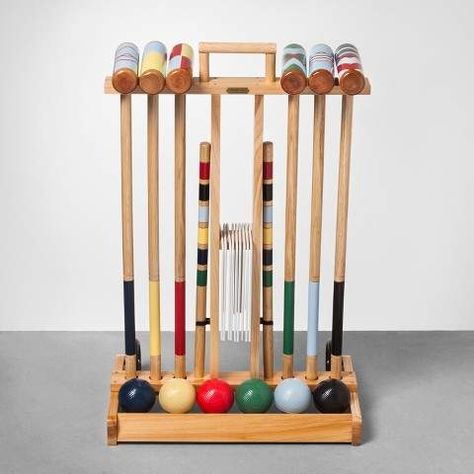 Hearth & Hand with Magnolia Croquet Set with Cart - 6 Players Summer Bbq Decorations, Croquet Set, Hearth And Hand With Magnolia, Magnolia Collection, Hearth & Hand With Magnolia, Berry Baskets, Chip And Joanna Gaines, Hearth And Home, Summer Entertaining