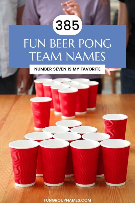 Discover the perfect beer pong team name with our guide. Over 385 creative and catchy options await! Drinking Team Names, Beer Olympics Team Themes, Beer Olympics Teams, Beer Pong Team Names, Beer Pong Tournament, Beer Olympic, Football Team Names, Team Theme, Drinking Team