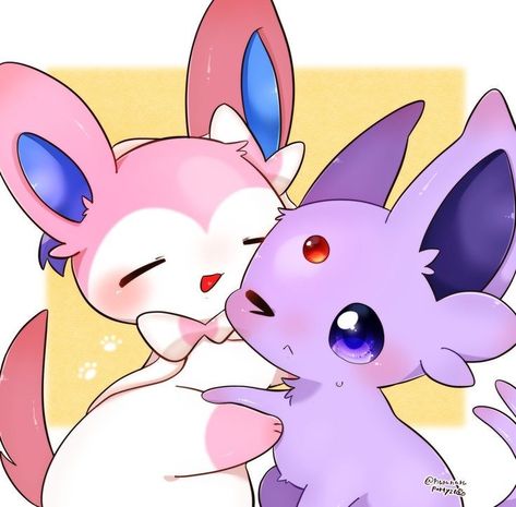 Sylveon X Espeon, Espeon And Sylveon, Espeon Fanart, Espeon Art, Otp Fanart, Umbreon Pokemon, Pfp Material, Eevee Evolution, Pokemon W