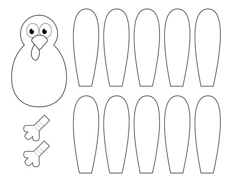 Turkey Leg Craft, Turkey Pattern Template, Thankful Turkey Template, Thanksgiving Turkey Template, Build Your Own Turkey Free Printable, Turkey Craft Printable, Turkey Printable Template, Turkey Stencil Free Printable, Turkey Cutout Template