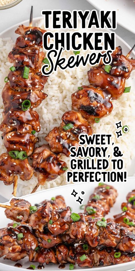 Grilling these teriyaki chicken skewers results in juicy chicken coated in the perfectly balanced sweet and savory teriyaki marinade. Best Chicken Skewers Kebab Recipes, Teriyaki Chicken Kebabs On The Grill, Teriyaki Chicken Skewers Oven, Chicken Skewers On The Grill, Chicken Brochette Marinade, Teriyaki Chicken Kabobs On The Grill, Chicken Skewers Grilled Marinade, Chicken Skewer Marinade, Asian Kabobs