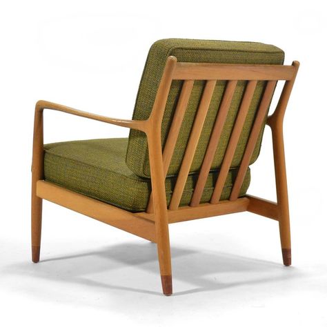 Folke Ohlsson Lounge Chair by DUX In Excellent Condition For Sale In Highland, IN Folke Ohlsson, Wool Fabric, Solid Oak, Lounge Chair, Outdoor Chairs, Teak, The Original, Upholstery, Woodworking