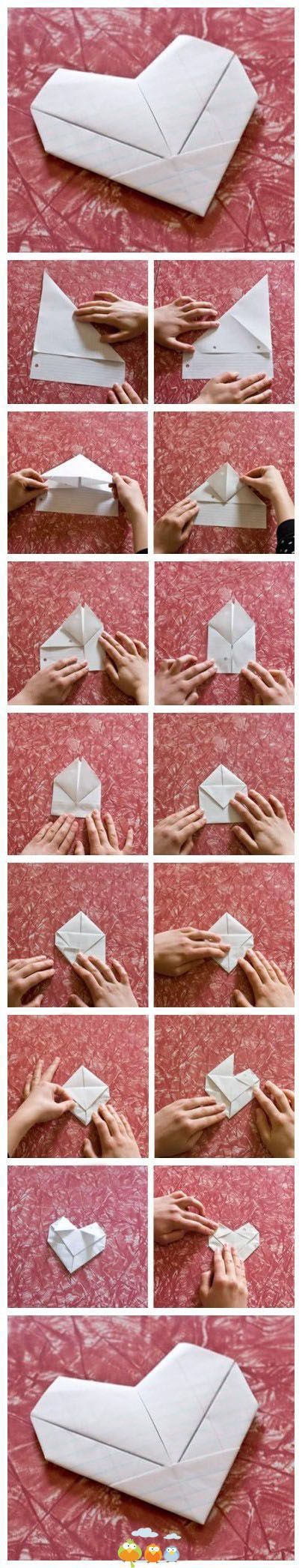 Heart Letter Origami, Letter Origami, Origami Busta, Hart Origami, Kartu Ulang Tahun Diy, Vika Papper, Heart Envelope, Tutorial Origami, Origami Envelope