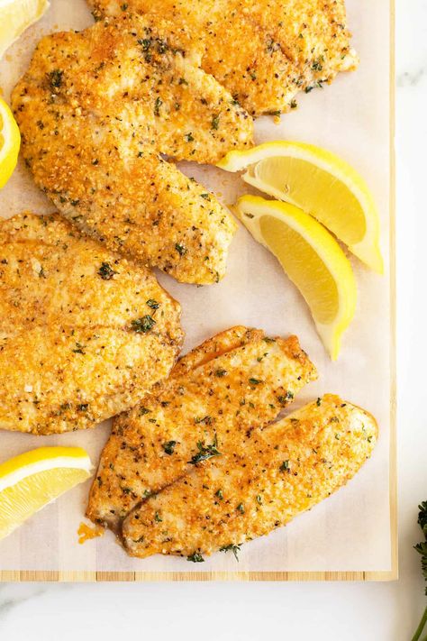 Parmesan Crusted Tilapia Keto Parmesan Crusted Tilapia, Parmesan Crusted Tilapia Pan Fried, Parmesan Crusted Tilapia Baked, Tilapia Recipes Baked, Baked Parmesan Tilapia, Firehouse Meals, Prairie Kitchen, Parmesan Crusted Fish, Baked Tilapia Recipes